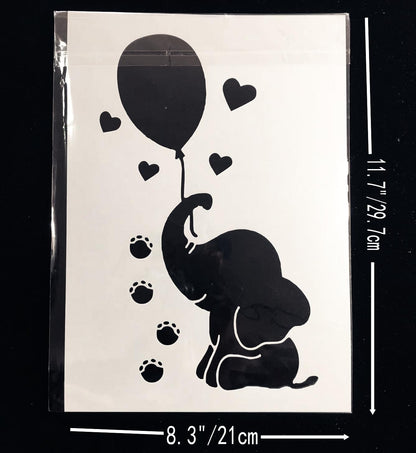 Reusable Layered Baby Elephant Stencil